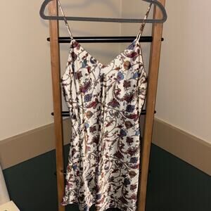 90s White Satin Paisley Flower Nightie // Slip Dress // Kathryn // Size Large